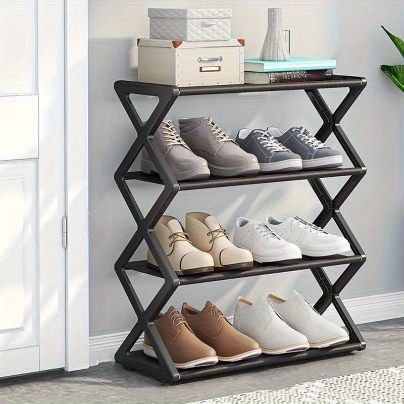 Creative X-Shape Foldable Nonwoven Shoe Rack, Thickened Large Capacity, Space-Saving Sturdy Metal Frame Organizer