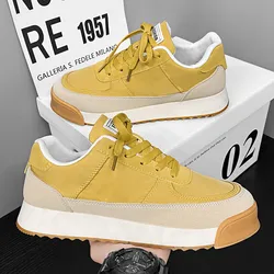 Hot sale Breathable Casual Shoes Men Harajuku Style Sneaker Fashion Yellow Men's Sneakers 2024 Platform Walking Sports Shoes Men