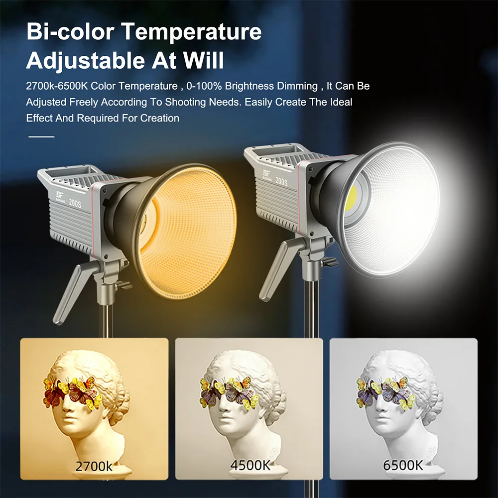 BAFANG 220S 2700k-6500k Bi Color 200w Connectable App Lighting Effect Cob Led Light Professional Video Light Studio Photography