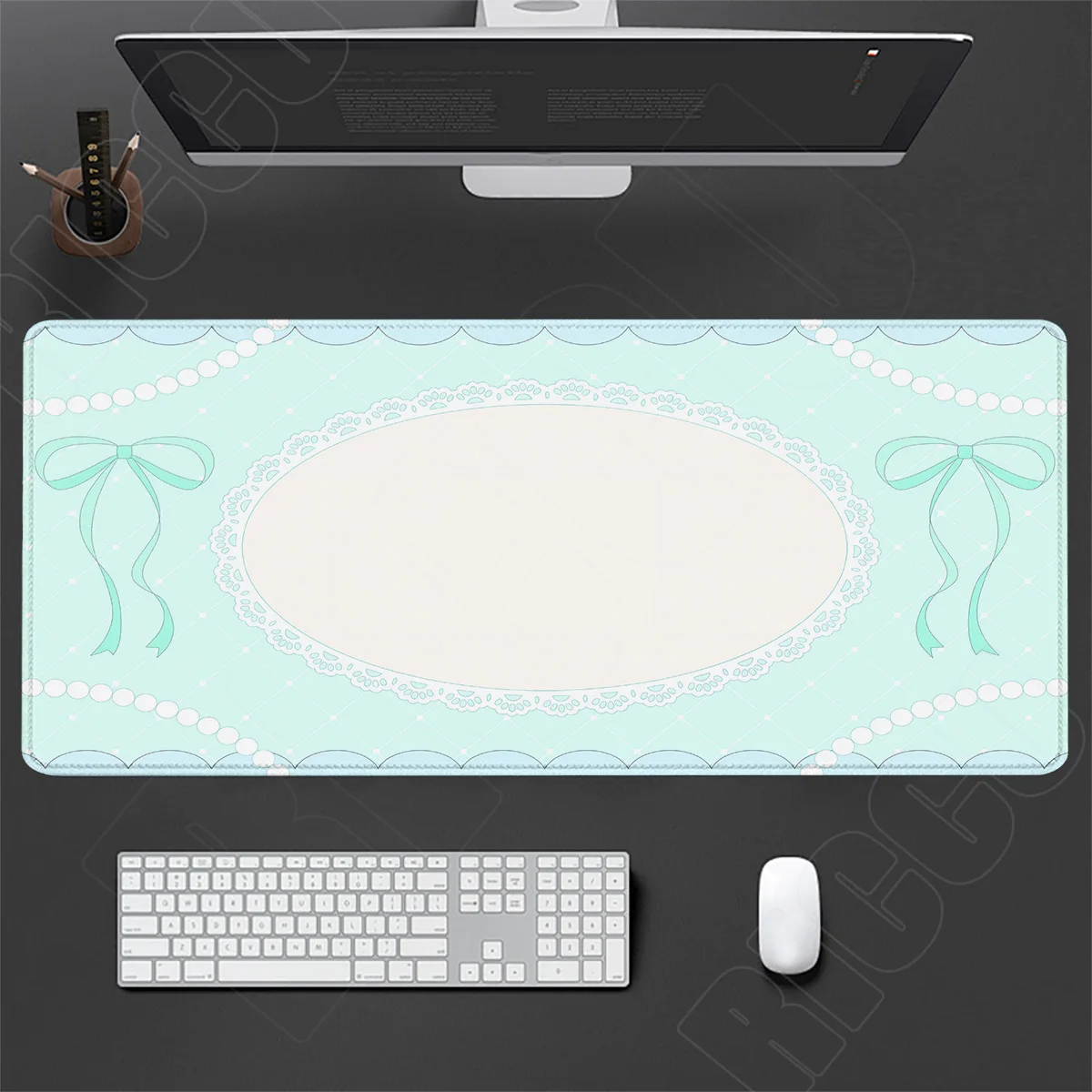 XXL Spitzen-Schleife Großes Mauspad PC-Zubehör Schreibtischunterlage Kawaii Cartoon Mauspad Gummi Tischunterlage Erweiterte Gaming-Tastaturmatte mit Verstärkten Kanten – Detail 6