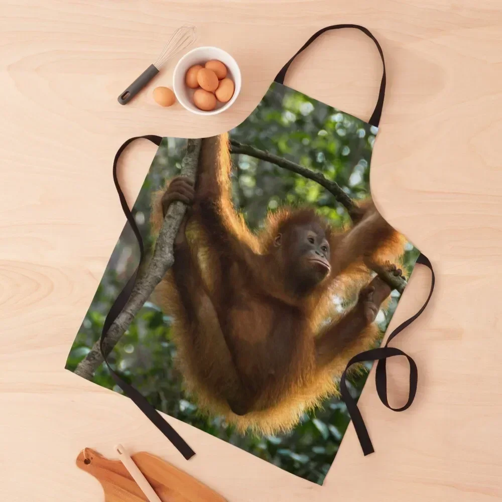 

Orangutan Hanging Apron Women's Trim Cloth kindergarten teacher restaurant accessories Apron
