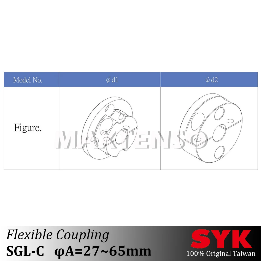 SYK SGL-C 27-65mm alliage d'aluminium de haute précision plus long arbre fixable couplage pince Type HIWIN TBI vis à billes servomoteur Couple