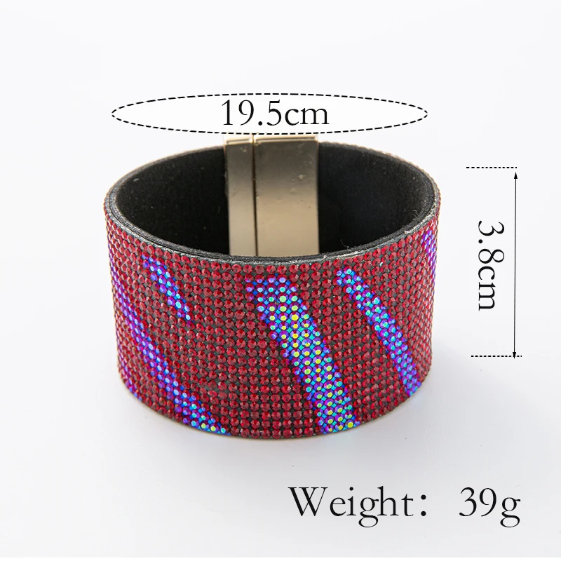 WYBU New Original Design Fashion Wide Leather Bracelet for Women Colorful Diamond Party Female Charm Jewelry Bangle