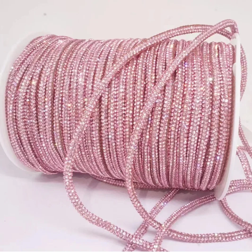 4 mm rundes Kristall-Strass-Schnurbesatz, weiches Bling-Seil für Kapuzenpullover, Schnürsenkel, Hosen, Kordelzug, DIY-Handwerk, Dekoration