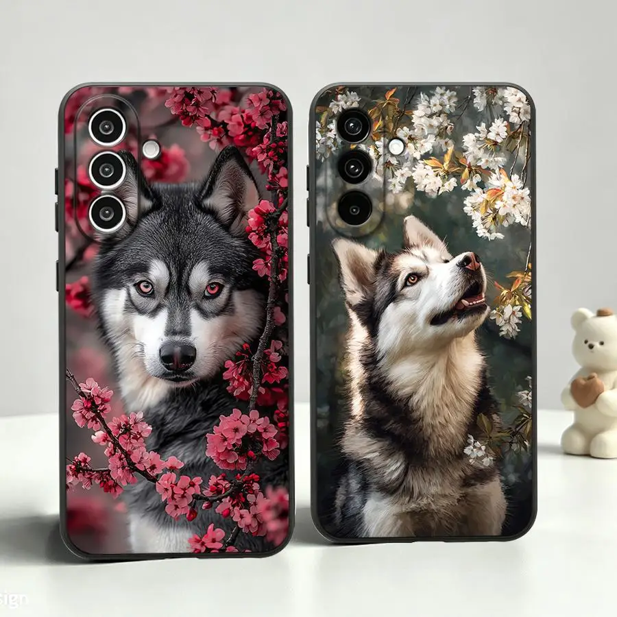 Wolf With Cherry Blossoms Case for Samsung Galaxy A23 A25 A16 A05 A73 A51 A53 A17 A06 A52 A36 A57 A15 A55 A37 Phone Cover A12
