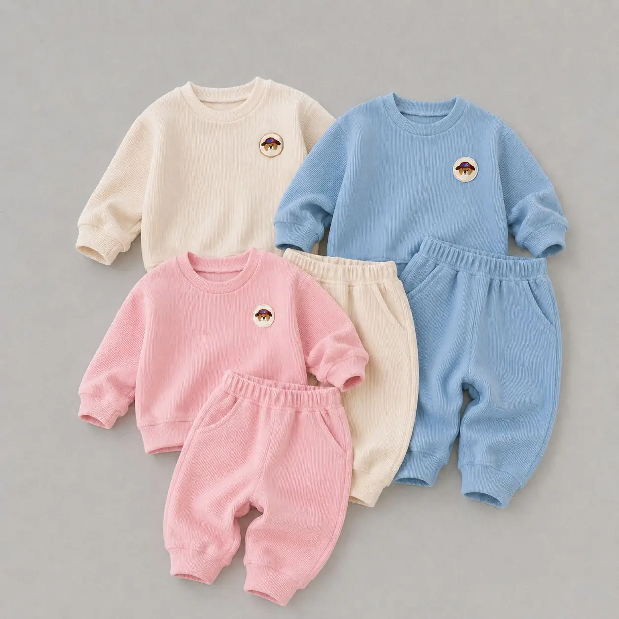 2026 Autumn New Baby Long Sleeve Clothes Set Boys Girls Sweatshirt + Pants 2pcs Suit Cotton Children Casual Outfits