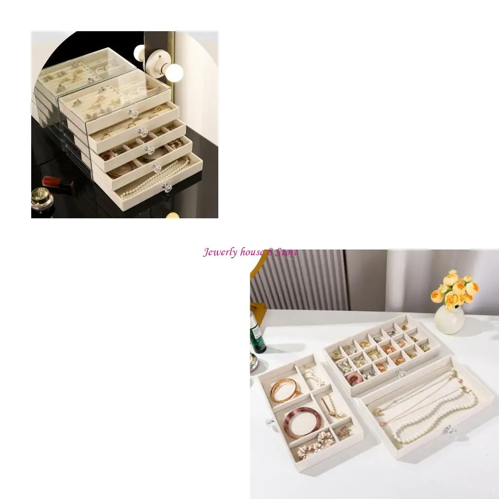 

Элегантная шкатулка для драгоценностей с 5 регулируемыми отделениями, бархатная внутренняя витрина