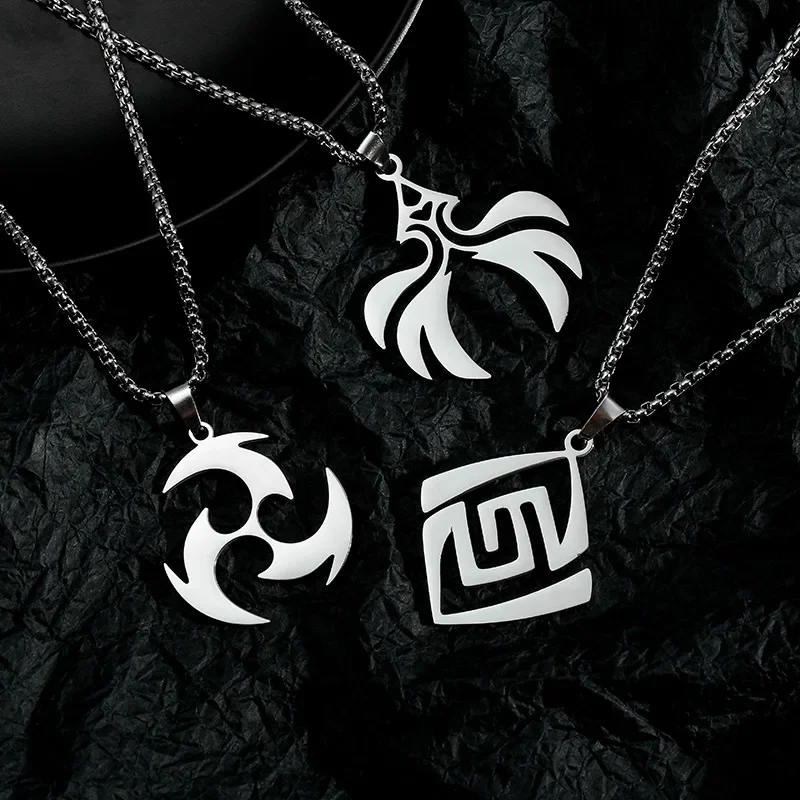 Hot Game Impact Icon Necklace Game Cosplay Costume Props Rock Element Power Titanium Pendant Couples Jewelry Anime Peripherals