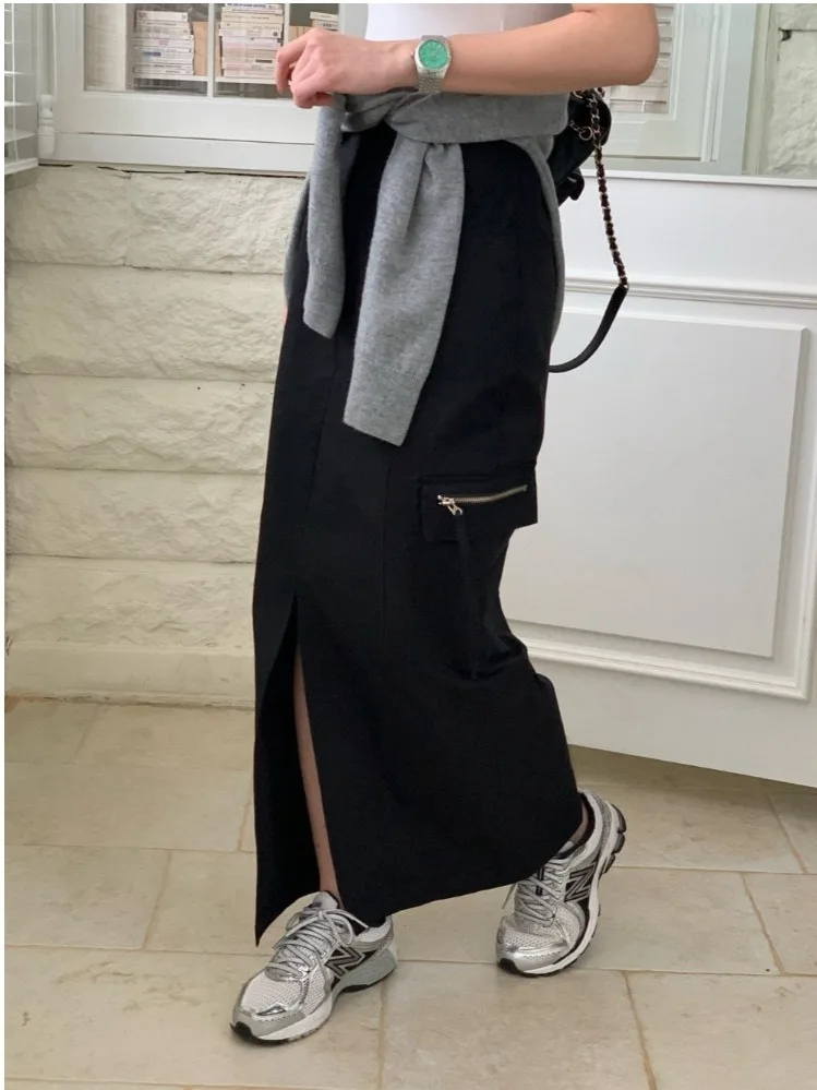 Fashionable Long Asymmetrical Ladies Skirt Elastic Waist Design Spring Autumn Season Princess Style Versatile Workwear Skirt