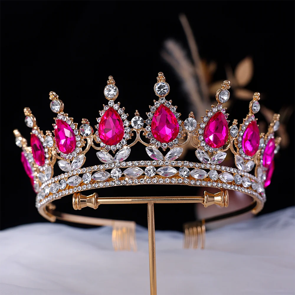 Hair comb colorful crown Bridal Headwear Green-Colour Ladies Exquisite Dazzling Party Crown Luxurious Birthday Tiaras