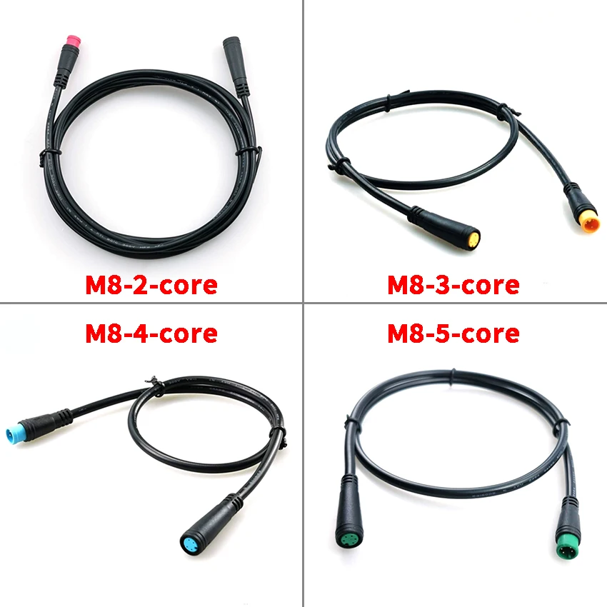 1 متر M8-2PIN 3pin 4Pin 5Pin ذكر إلى أنثى تمديد كابل أخضر وردي أزرق أصفر الاستشعار الحبل موصل للدراجة الكهربائية #2
