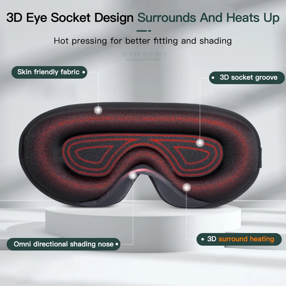 Electric Heating Sleep Mask 3D Eyeshade Blindfold Sleeping Aid Soft Face Mask Eyepatch Eye Massager Fatigue Relief Slaapmasker