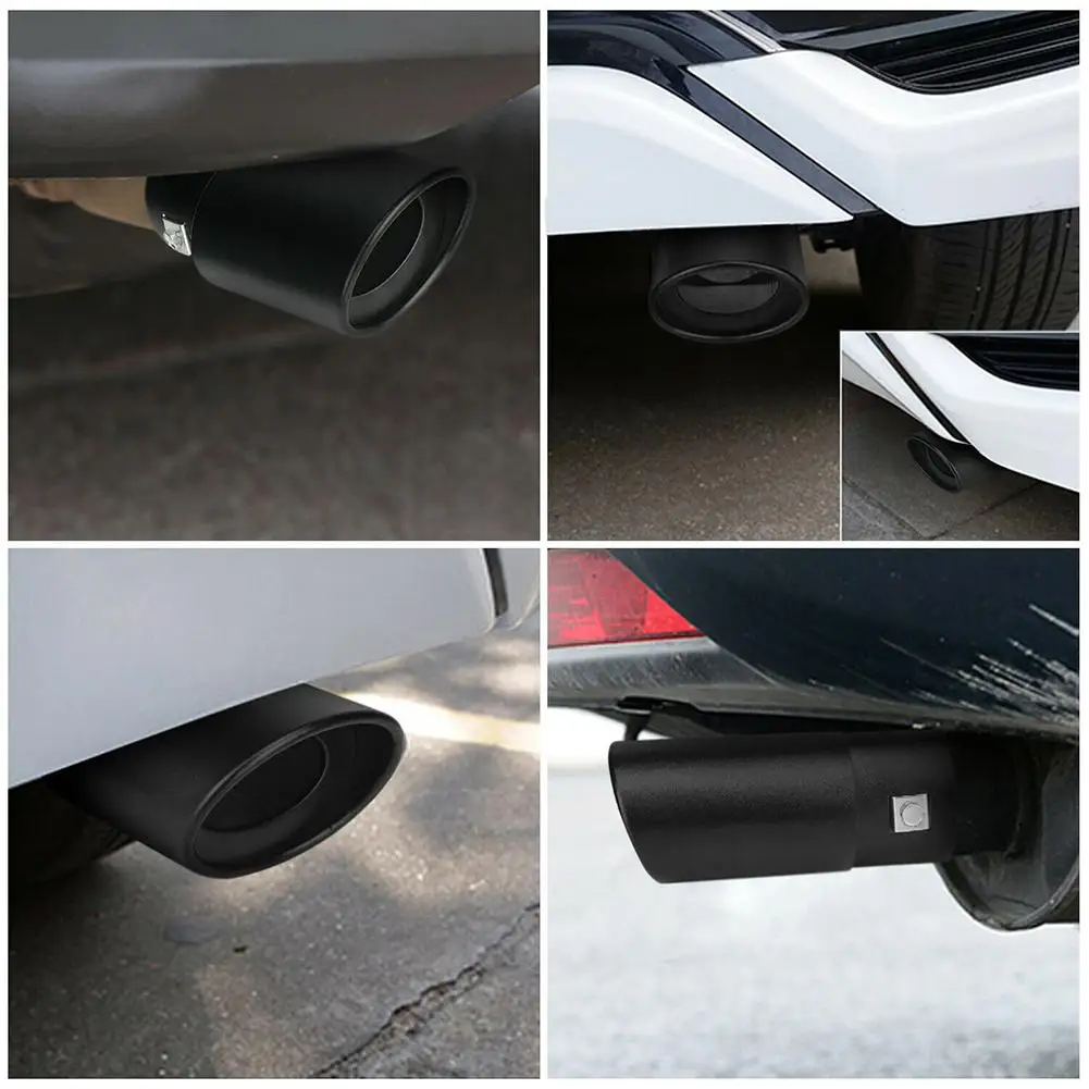 Car Exhaust Pipe Muffler Decorative Tip Rear Tail Throat Matte Straight Universal Stainless Steel Modified Parts