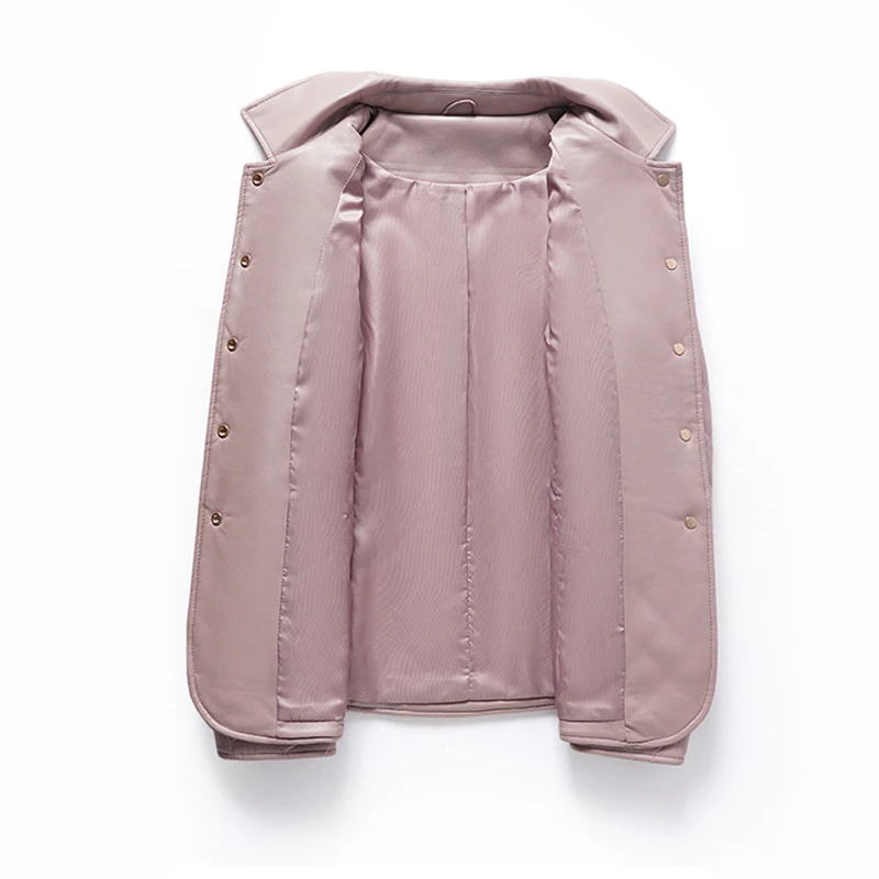 M-4XL Women's Sheepskin Short Leather Jackets 2025 Fall Winter Warm Thicken Female Casual Leather Padded Cotton Slim Jacket Coat