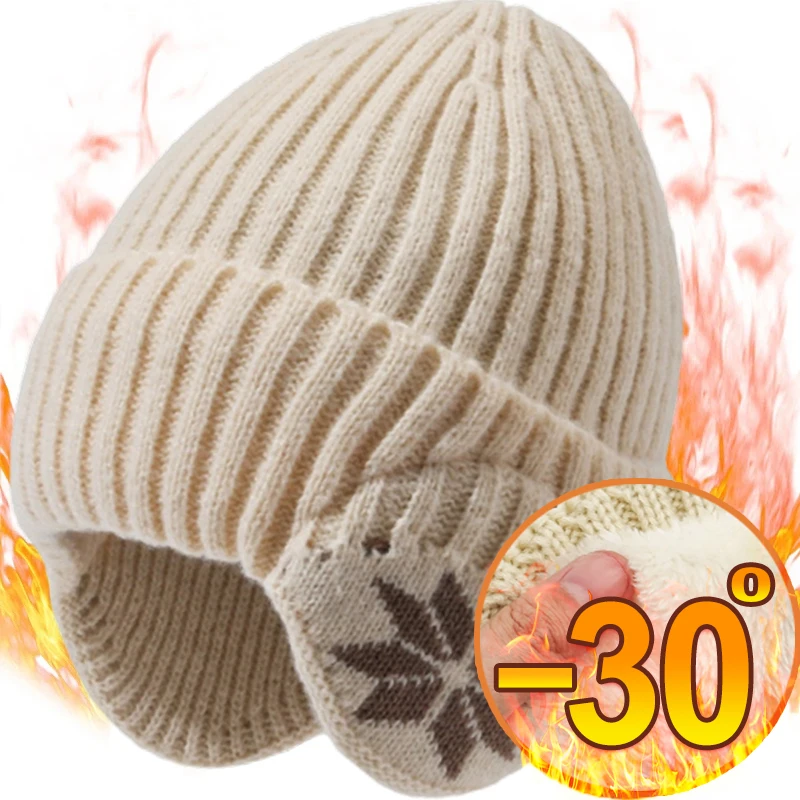 Men Women Winter Warm Plush Knitted Benines Snow Fashion Skullies Hat Unisex New Outdoor Coldproof Ear Protection Wool Caps