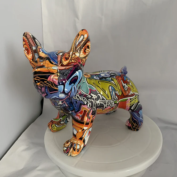 

#@Painted Customization Dog Statuette French Bulldog Sculpture Garden Sculpture