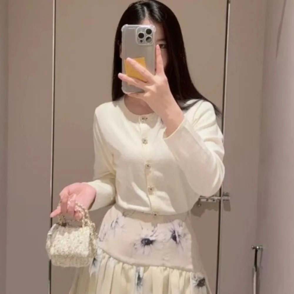 

Japan Knit Office Lady Sweet Fresh Pull Femme Sweater Early Autumn New Moda All-match Cardigan O Neck Long Sleeve Simple Jumper