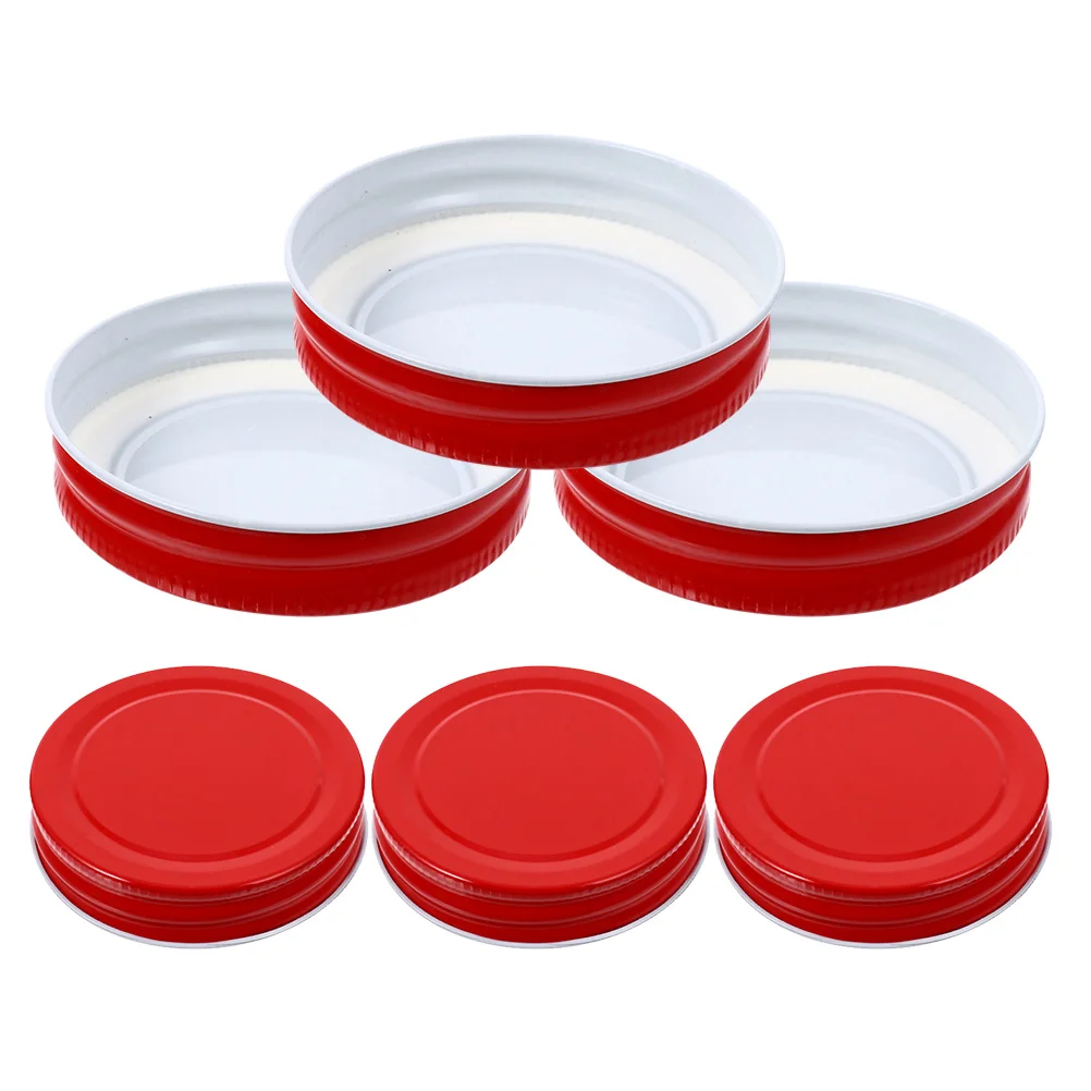 

6 Pcs Tinplate Mason Jar Lids 70mm Red Reusable Canning Covers Wide Mouth Food Storage Practical Jar Caps Kitchen Bar Supplies