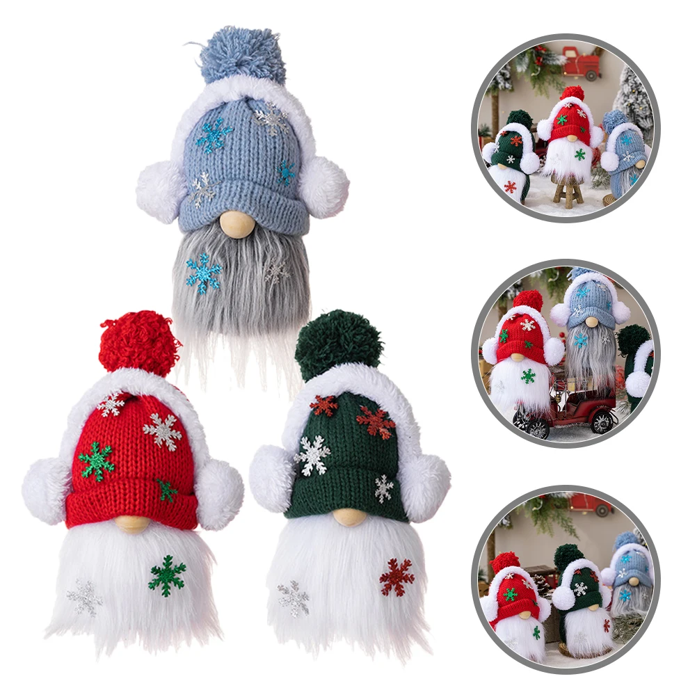 

3pcs Adorable Christmas Knitting Clothes Desktop Decoration Stuffed Ornament Holiday Gift For Home Bar Shop Window Decorative