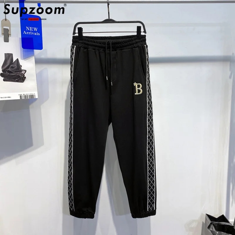 Supzoom New Arrival Top Fashion Sweatpants Elastic Waist Loose Embroidery Cotton Trend Casual Couple Knitted Guard Men Pants