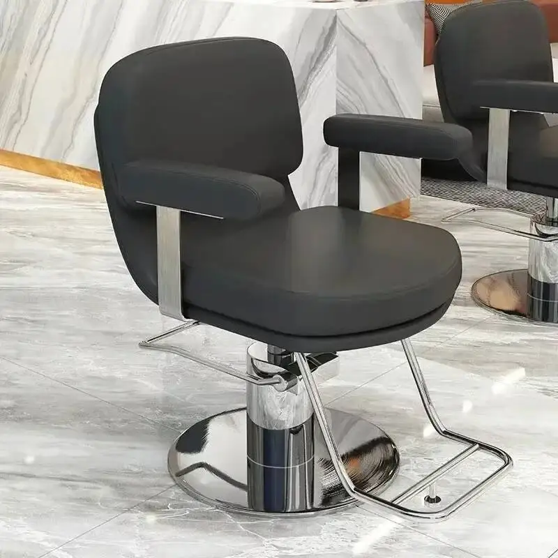 كرسي حلاقة كلاسيكي للصالونات الحديثة جمالي أسود رخيص رافع كرسي مسند للساق مسند ذراع احترافي أثاث Cadeira De Barbeiro