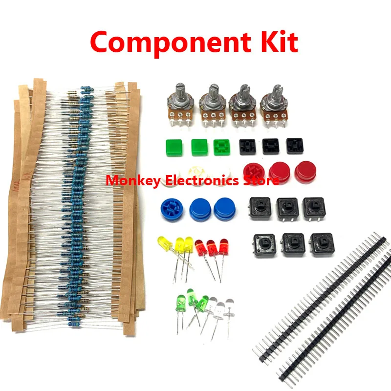 Component Kit  with Resistors LED Potentiometers Key Switches Universal Parts Kit For R3 Starter Learning Kit