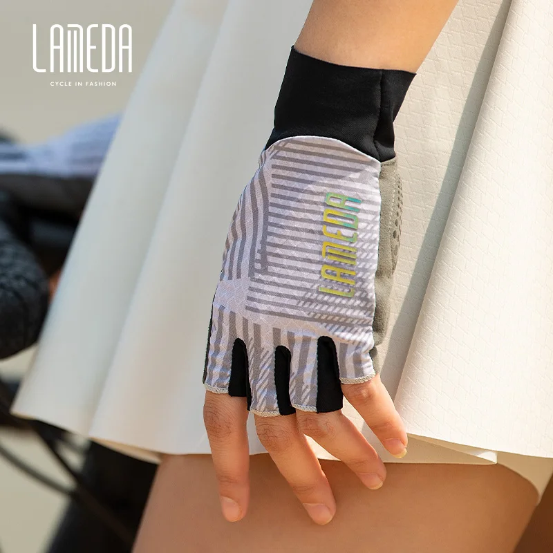 LAMEDA New Bicycle Riding Short Finger Gloves Summer Shock Absorbing and Breathable Half Fingered Road Bike Mountain Bike Equipm