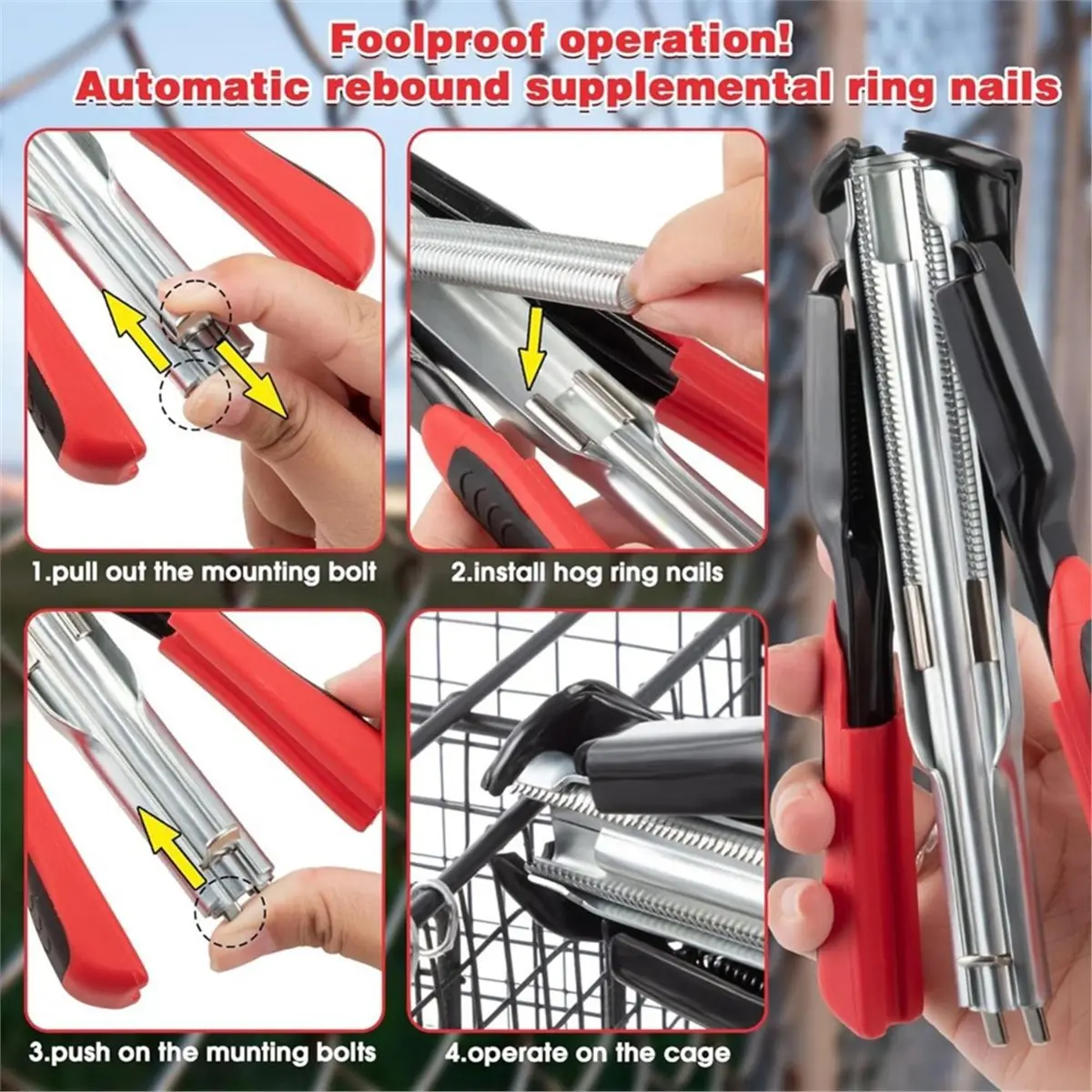 update. Hog Ring Pliers Kit, 2500 C Clips 3/4'' Hog Ring Nails, C-Type Cage Securing Clamps for Cages, Fencing, Upholstery.