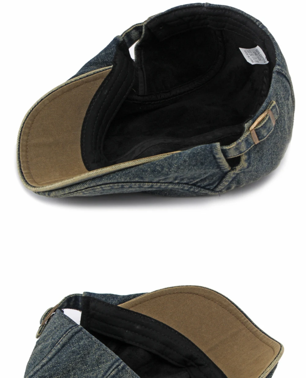 HT5155 Herren- und Damen-Baskenmütze, Künstler-Malermütze, Denim-Ivy-Flatcap für Damen und Herren, 2026 Neue Herbst-Winter-Fleece-gefütterte Denim-Baskenmütze – Detail 12