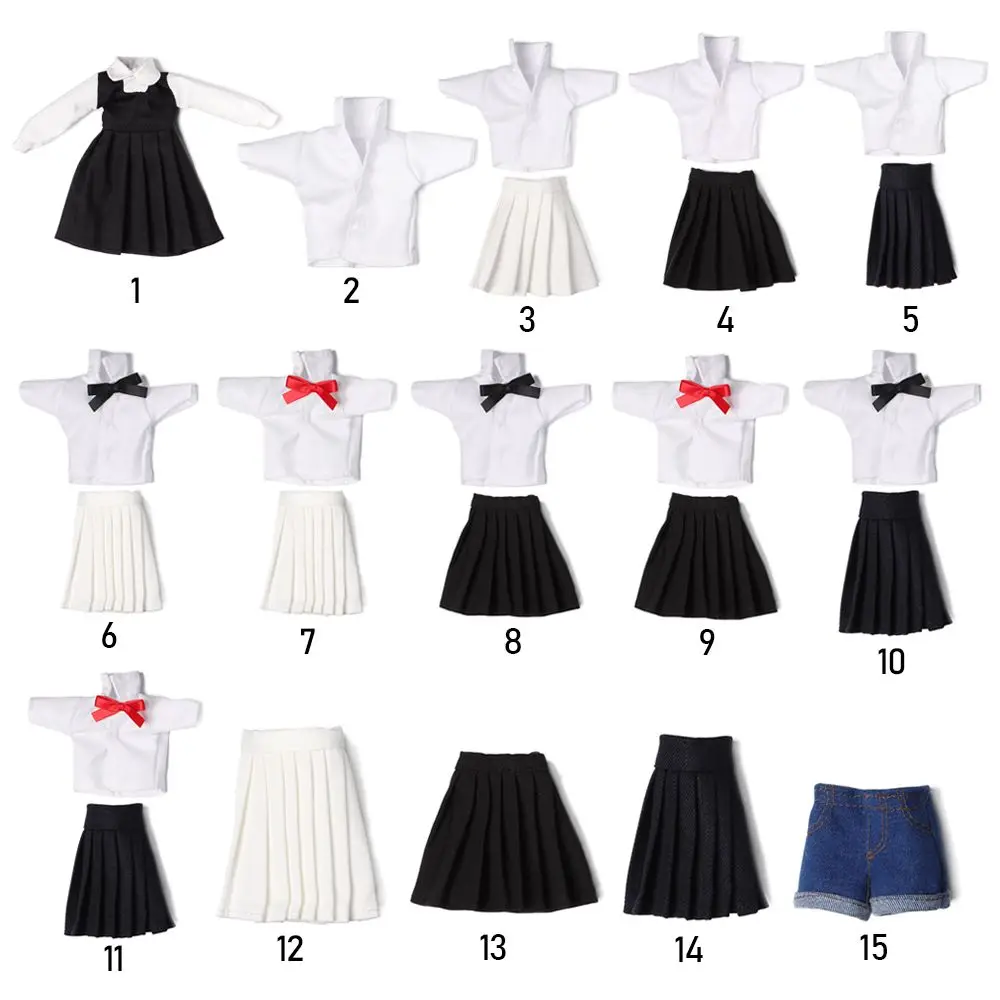 Navy Style Clothes for 1/6 Bjd Doll Casual Wears Dresses Doll Handmade Multistyles Doll Mini T-shirt Skirts Doll Accessories