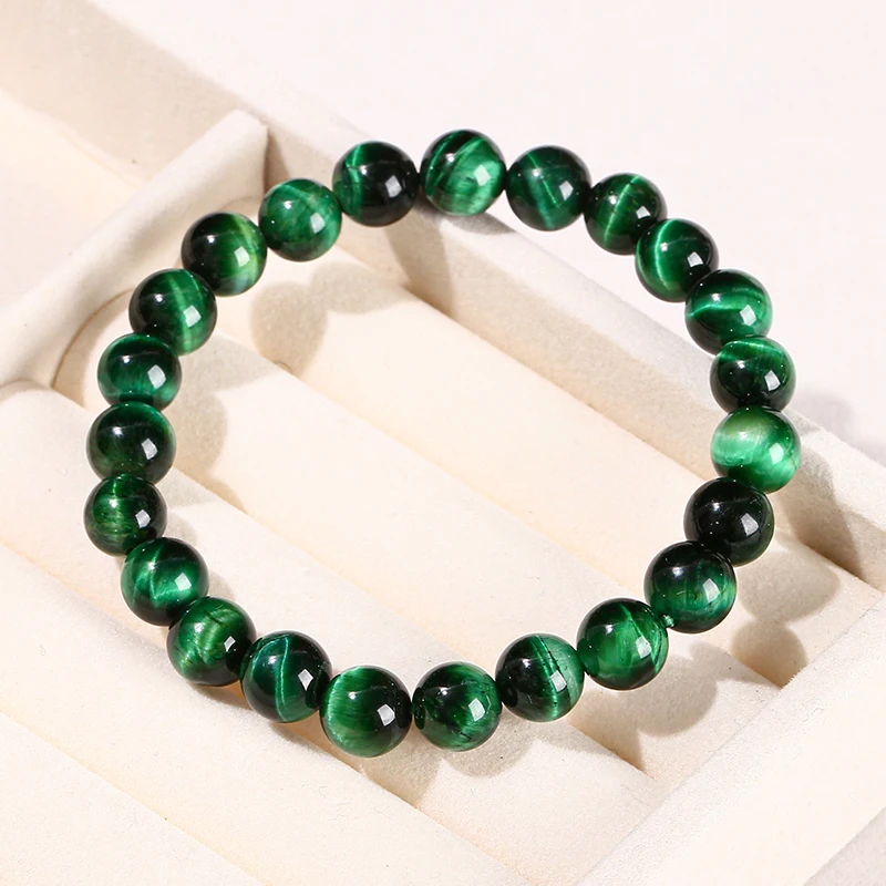 JD 5A qualité teint couleur vert oeil de tigre pierre perle Bracelet femmes hommes Yoga guérison bijoux à la main corde bracelets Couple cadeaux