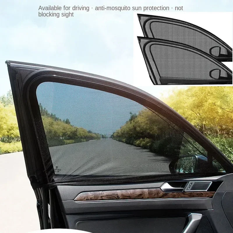 1Pair Car Rear Side Window Sunshade UV Protect Shield Mesh Prevent Mosquito Sunshine Privacy Protection Foldable Curtain Net