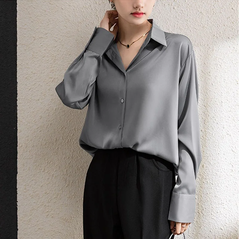 Autumn New Long Sleeve Turn Down Collar Women Shirt Office Lady Chiffon Shirt Blouse Women Tops Shirts Blusas Para Mujer C37