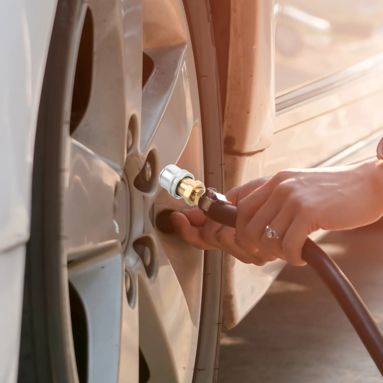 1개 타이어 인플레이터 척 메탈 잠금식 에어 척 에어 컴프레서 펌프용 퀵 커넥트 인플레이션 노즐 어댑터 수리 도구