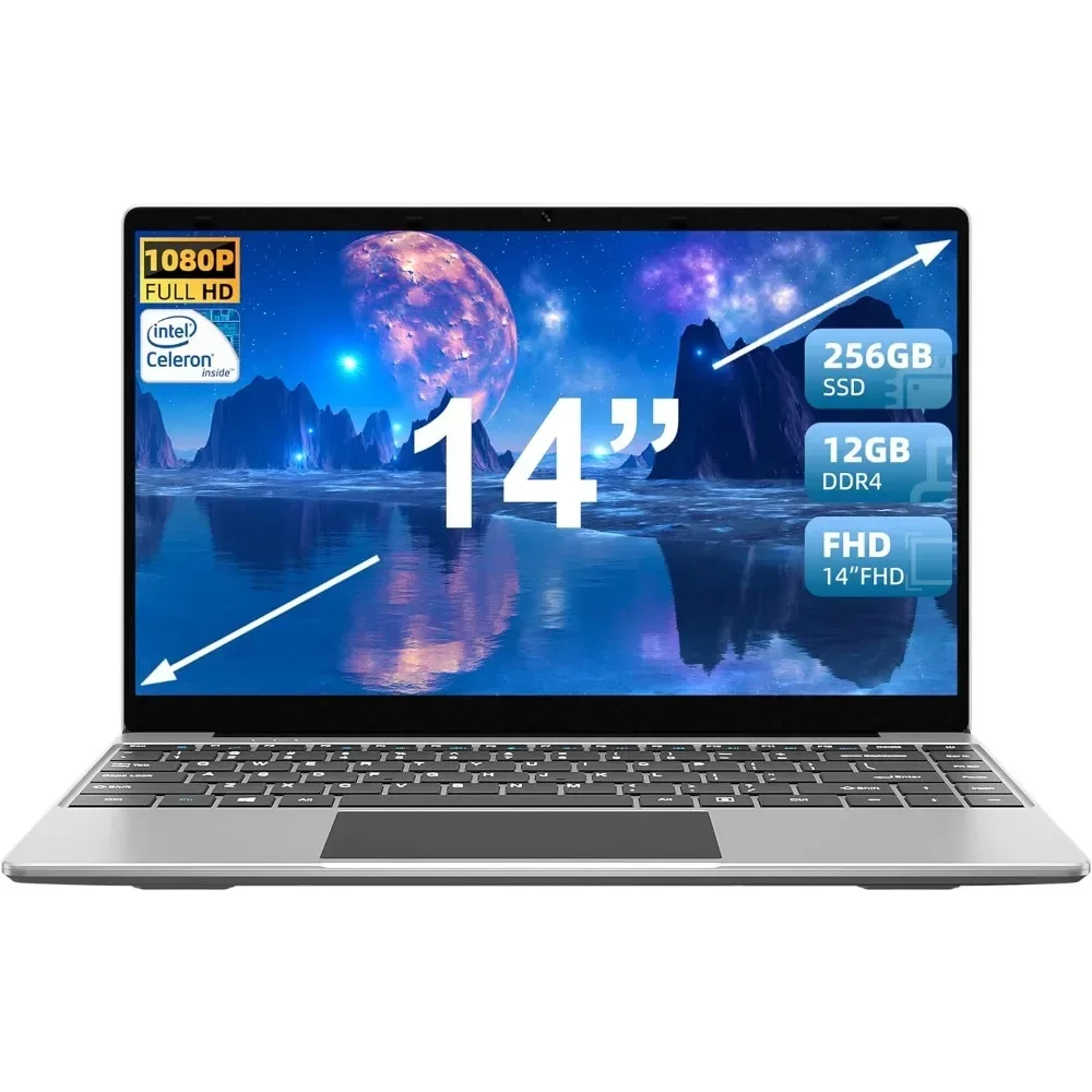 

FREE SHIPPING.Laptop, Laptops Computer 14", Intel Celeron J4105 CPU(Up to 2.5GHz), Quad Core, 12GB LPDDR4 256GB SSDNEW