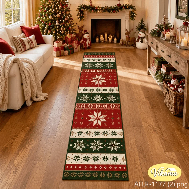 VIKAMA Christmas Holiday Hallway Runner Rug Hallway Entryway Decorative Carpet Soft Non Slip Kitchen Mat Washable Corridor Decor