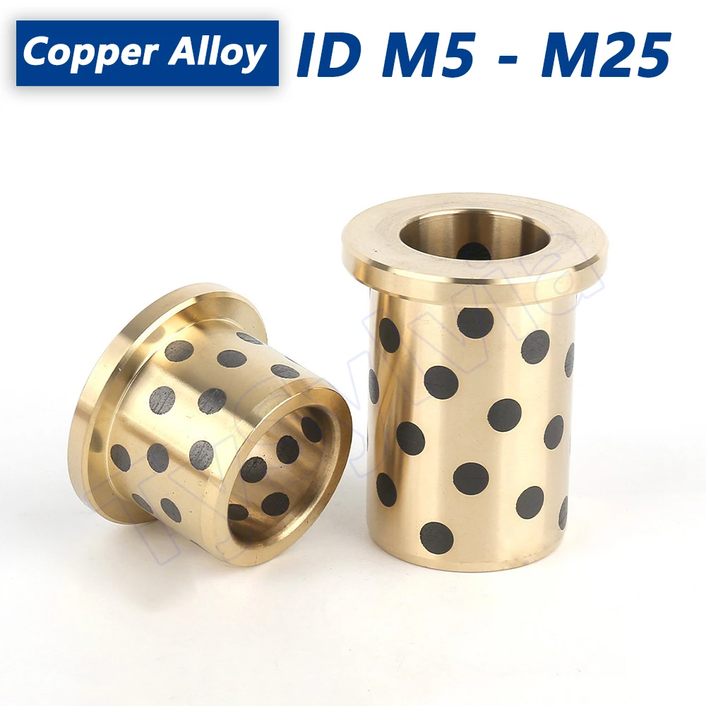 

1PCS Copper Alloy Flanging Sleeve Bore 5mm to 25mm Oil Free Self Lubricating Copper Bushing Hollow Gasket Bracket