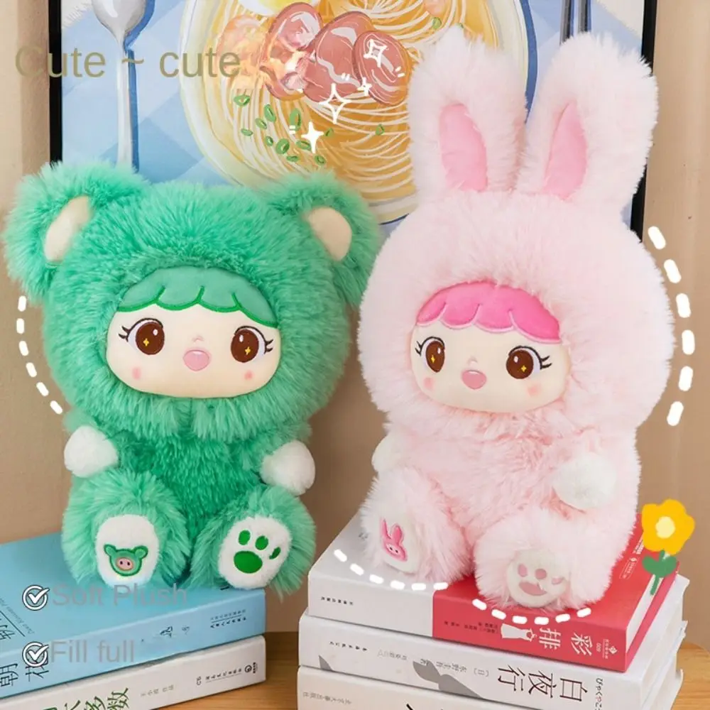 Soft Long-Haired Rabbit Doll Cartoon Simulation Rabbit Pressed Bed Doll Toy Kawaii Cute Rabbit Stuffed Toy Home Decoration