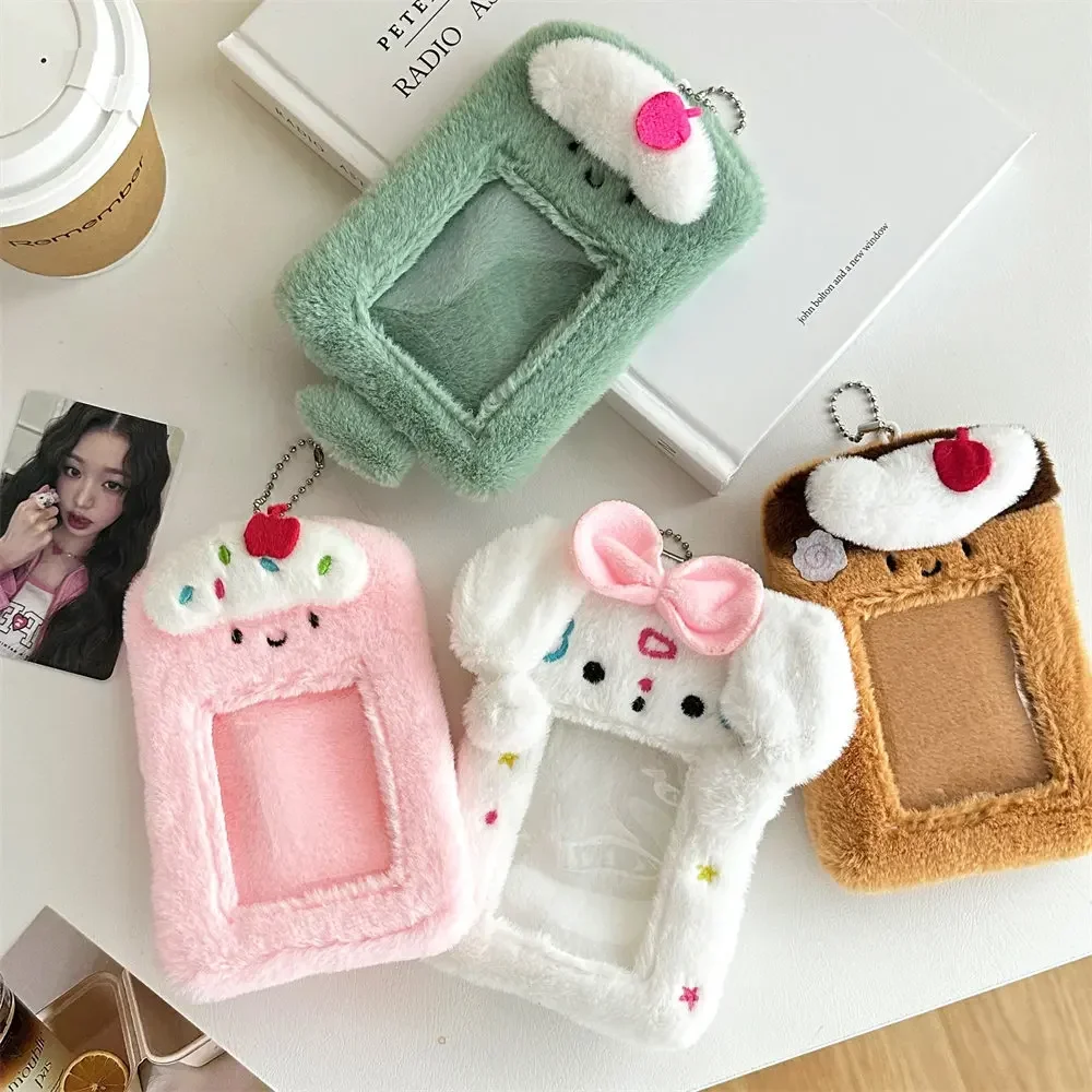 Simpatico cartone animato peluche porta carte di credito Ins Kpop Idol porta foto porta carte di credito studente Bus manica borsa ciondolo decorazione