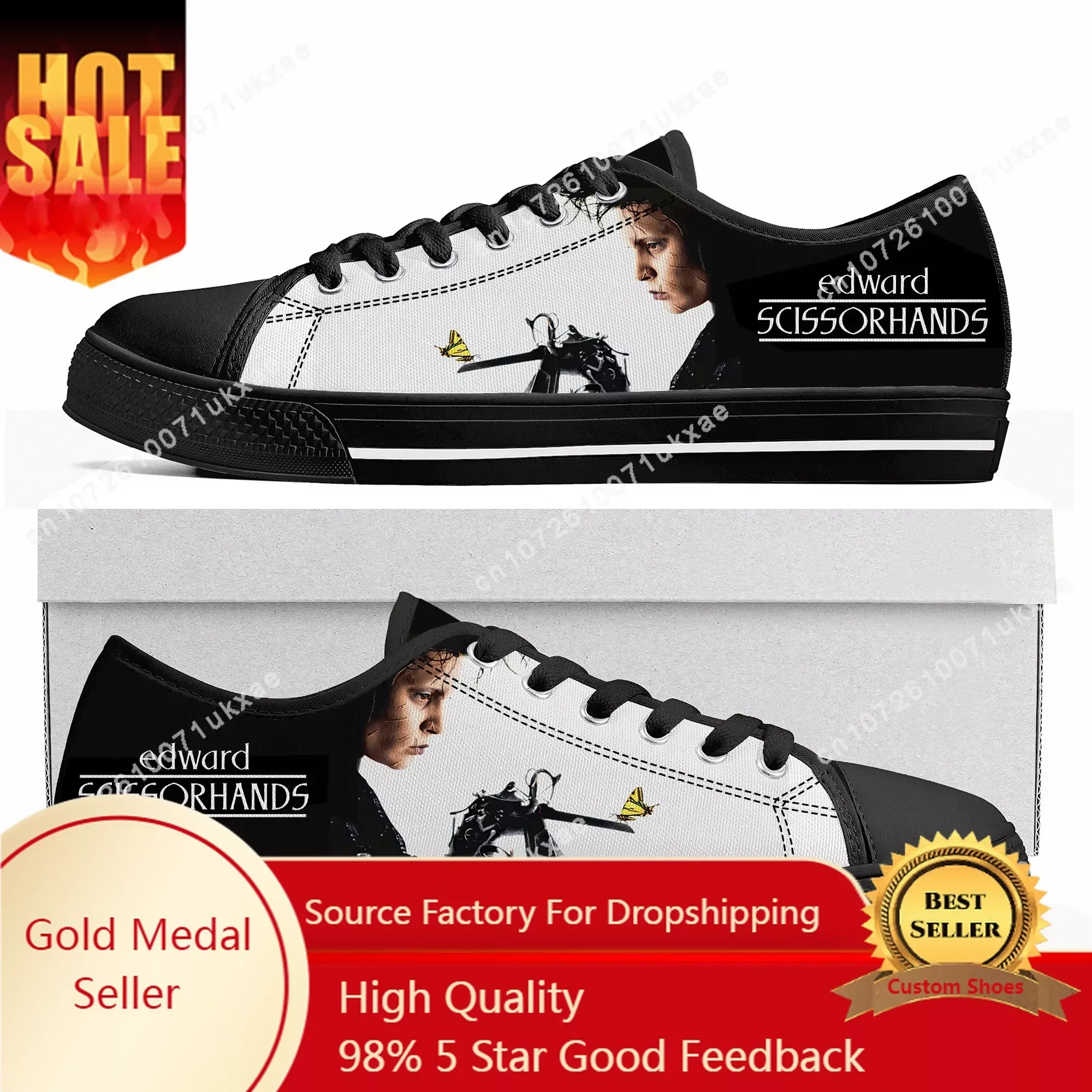

Edward Scissorhands Johnny Depp Low Top Sneakers Mens Womens Teenager Canvas Sneaker Casual Custom Made Shoes Customize Shoe
