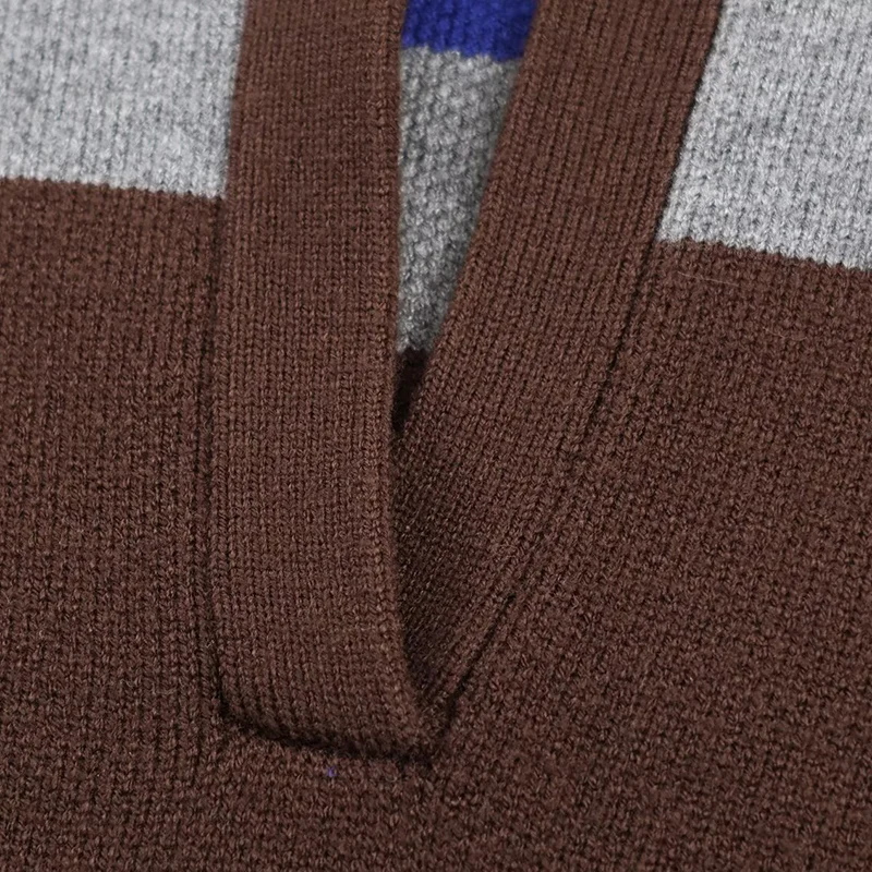 الخريف الشتاء بولو طوق كم طويل مخطط محبوك القمم المرأة فضفاضة البلوز سترة الإناث ملابس أنيقة غير رسمية 2025 جديد