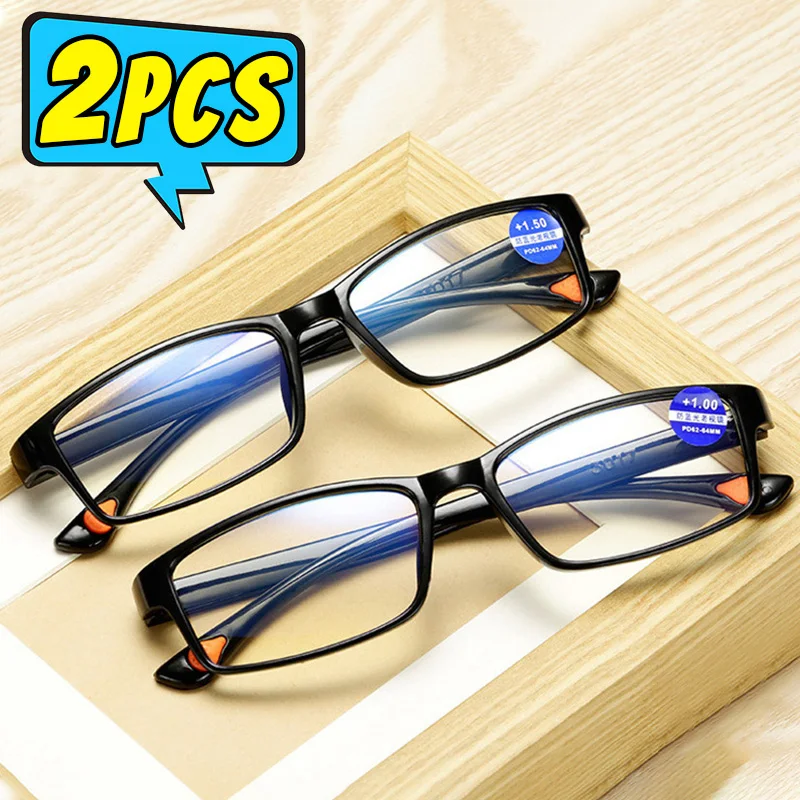 1/2pairs Ultralight Anti Blue-Ray Reading Glasses for Men Women Black Frame Blue Light Blocking Presbyopia Eyeglasses Eyewear