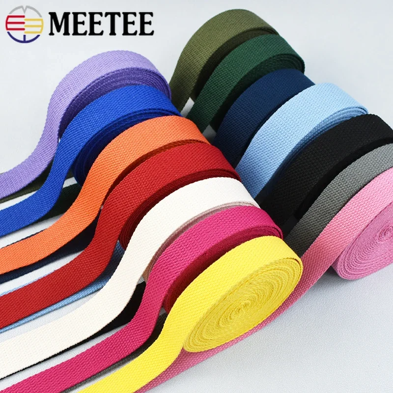 8M 20-50mm Polyester Cotton Webbings 1.5mm Thick Canvas Ribbon Belt Bag Webbing Knapsack Strapping Sewing Belts Accessories