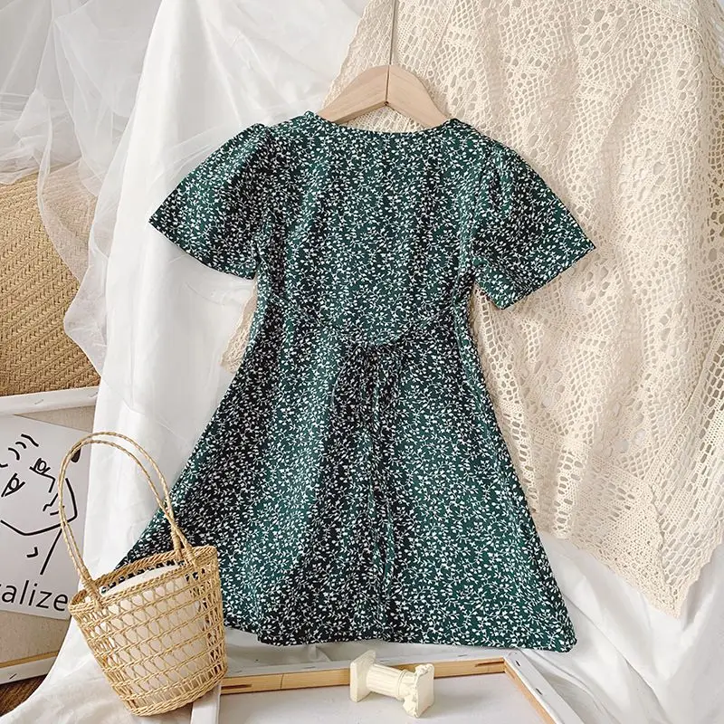 Summer Children Dresses Bohemian Style Beach Dress for Girls Flower Print Toddler Girl Dresses 1-8T Kids Dress image 3