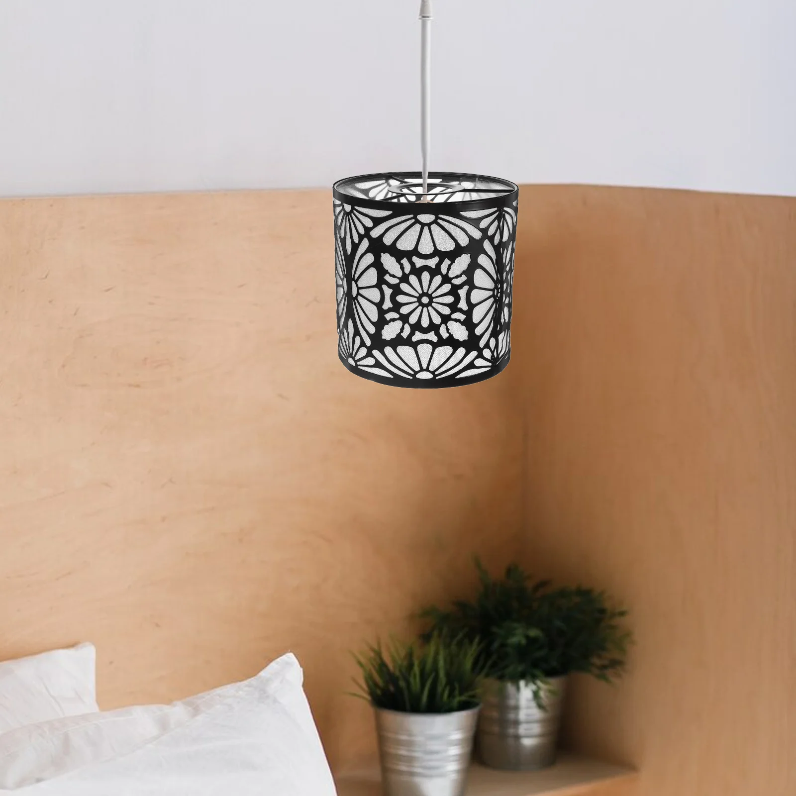 سلك الحديد الجوف خارج عاكس الضوء لتعليق مصباح السقف ضوء الظل استبدال أجزاء المصباح المعدني الصغير مطعم المنزل الأنيق #2