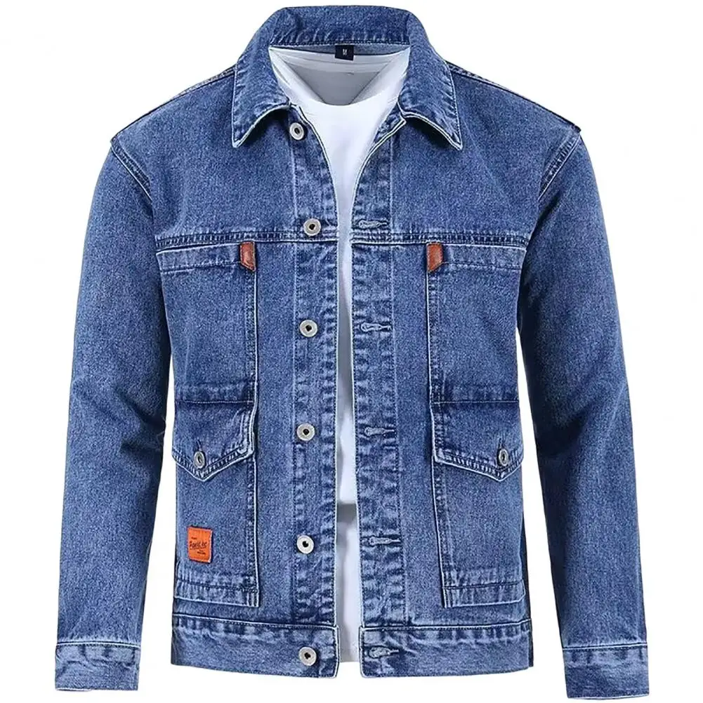 Trendy  Men Coat Casual Hip Hop Men Autumn Denim Jacket Loose Cardigan Men Autumn Jacket for Daily Wear