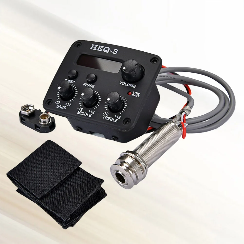 

Acoustic Guitar Preamp 3 Bands EQ Equalizer Pickup Amplifier Guitarra Preamp Piezo Pickup with LCD Tuner Guitar Parts Accessorie