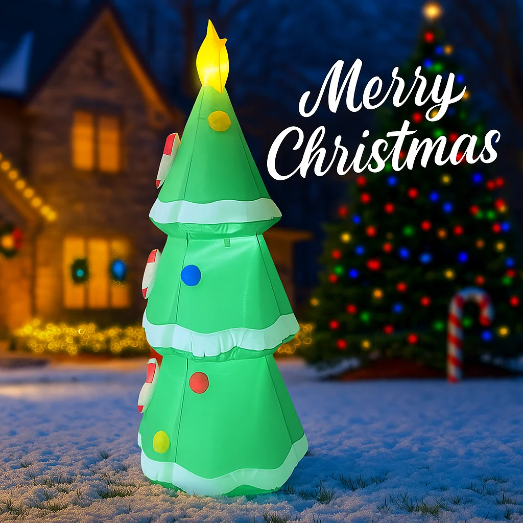 Juguetes inflables de Navidad de 4,92 pies con luz LED, suministros de árbol de estrella de Navidad, adorno para el hogar, regalo festivo, decoraciones de patio de Navidad