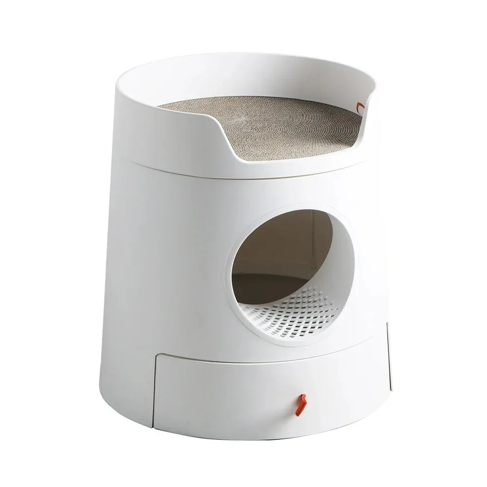 

Manufacturer White Round Plastic Cat Litter Box with Clean Function