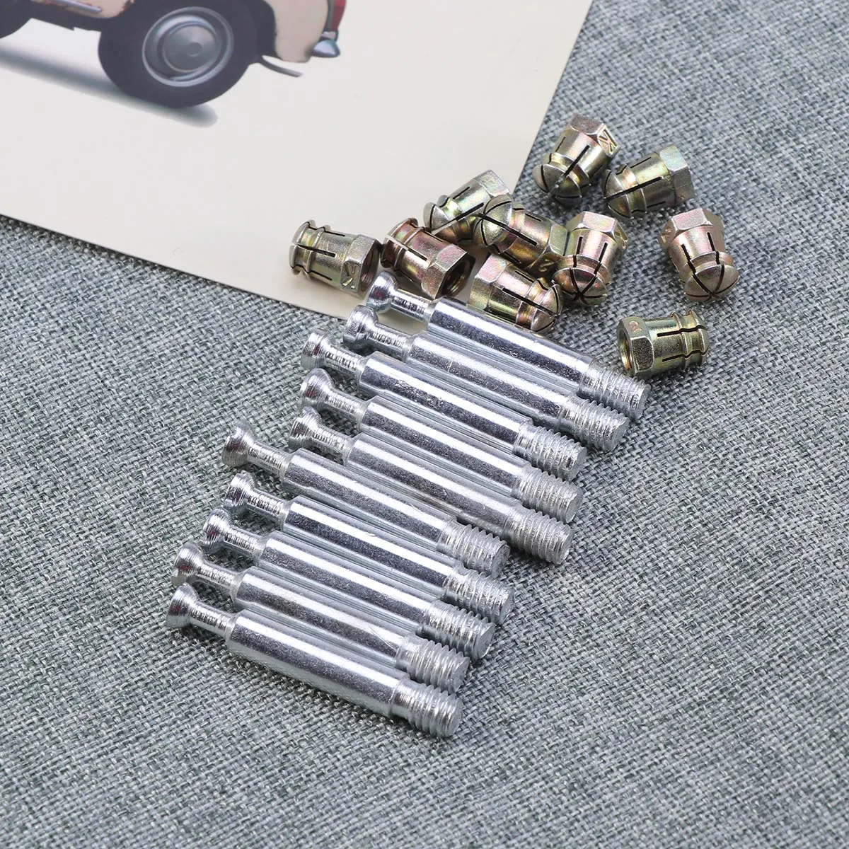 

10 set 10 Sets Furniture Connectors Cam Fittings Sturdy Pre-Inserted Nuts Dowels Screw-In Wood Furniture Cupboard Drawer Cabinet